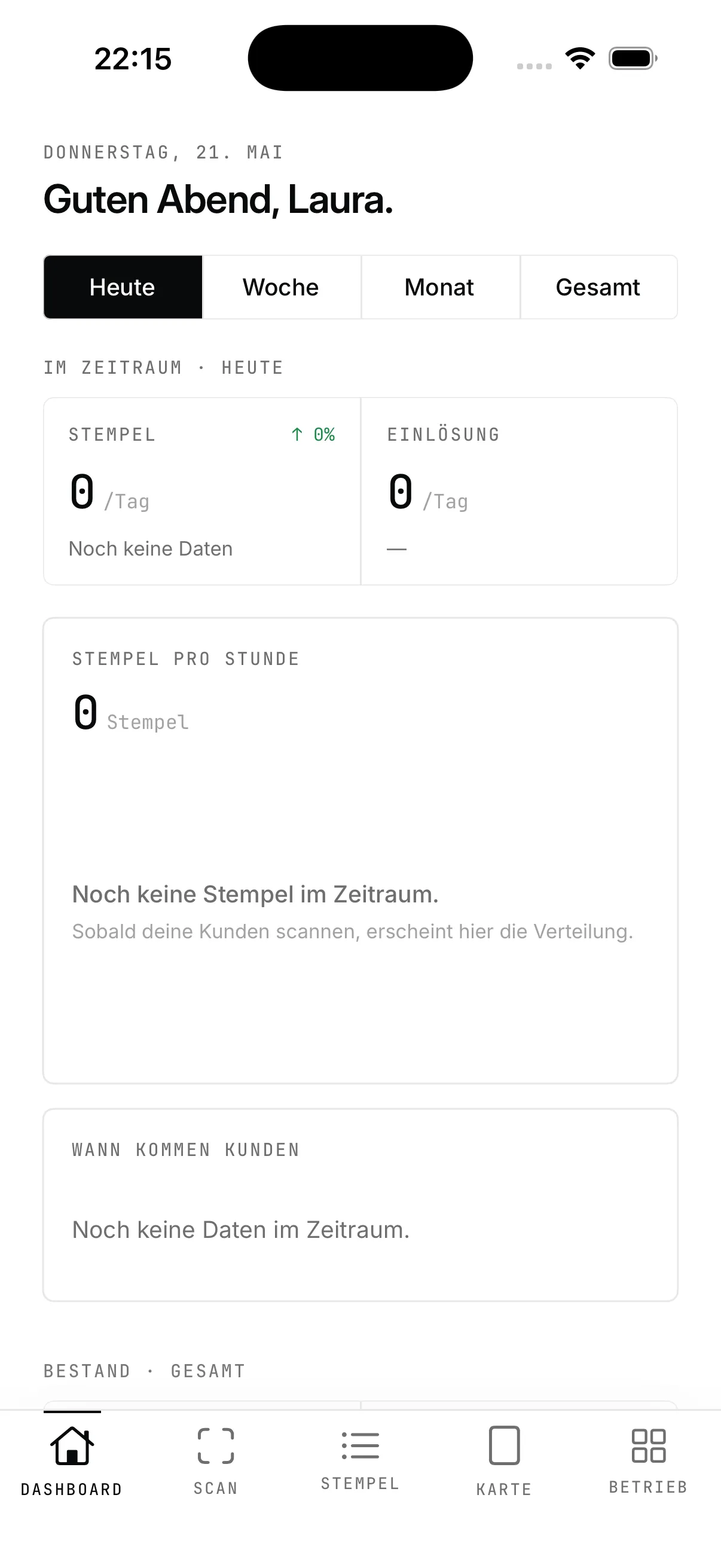 Treuly-App: Übersicht mit deinen Stempelkarten auf einen Blick