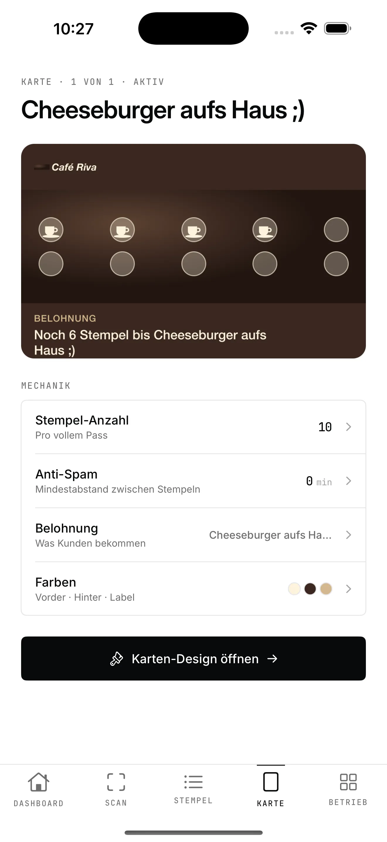 Treuly-App: Karten-Editor mit Live-Vorschau des Wallet-Passes