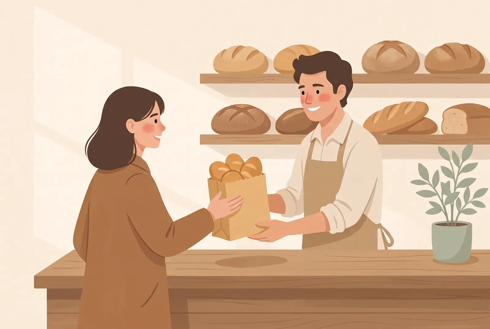 Illustration zum Artikel: Kundenbindung in der Bäckerei: 7 Ideen für mehr Stammkunden